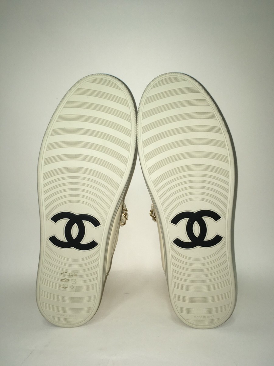 CHANEL TRAINER HIGH TOP CREAM CHAIN SNEAKERS EU 40.5 | eBay CHANEL TRAINER HIGH TOP CREAM CHAIN SNEAKERS EU 40.5 | eBay