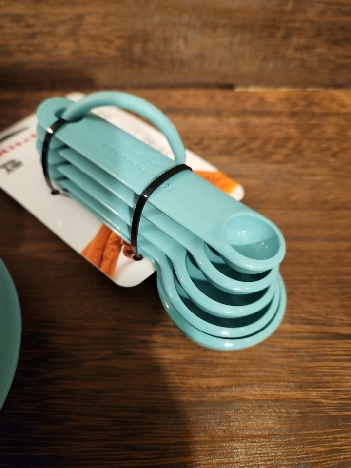 Kitchen Aid Aqua Sky 4 Measuring Cups & Set Of 5 Matching Spoon From 2020 New - Image 4 of 4