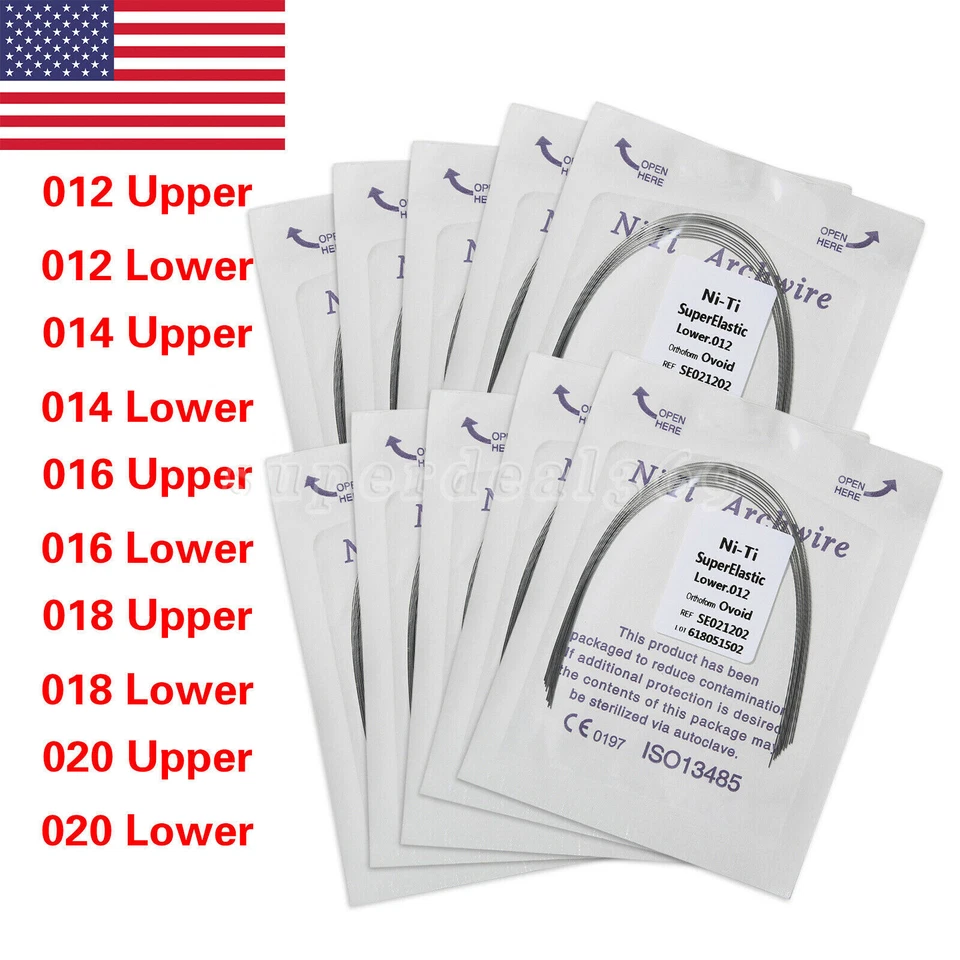 10 Bolsas Ortodoncia Dental Super Elástico Niti Arco Redondo Alambres Forma Ovoide EE. UU. Foto 2 de 4
