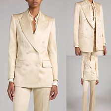 Satin Women's Suits Business 2Pcs Prom Party Ladies Outfit Modern Evening Jacket