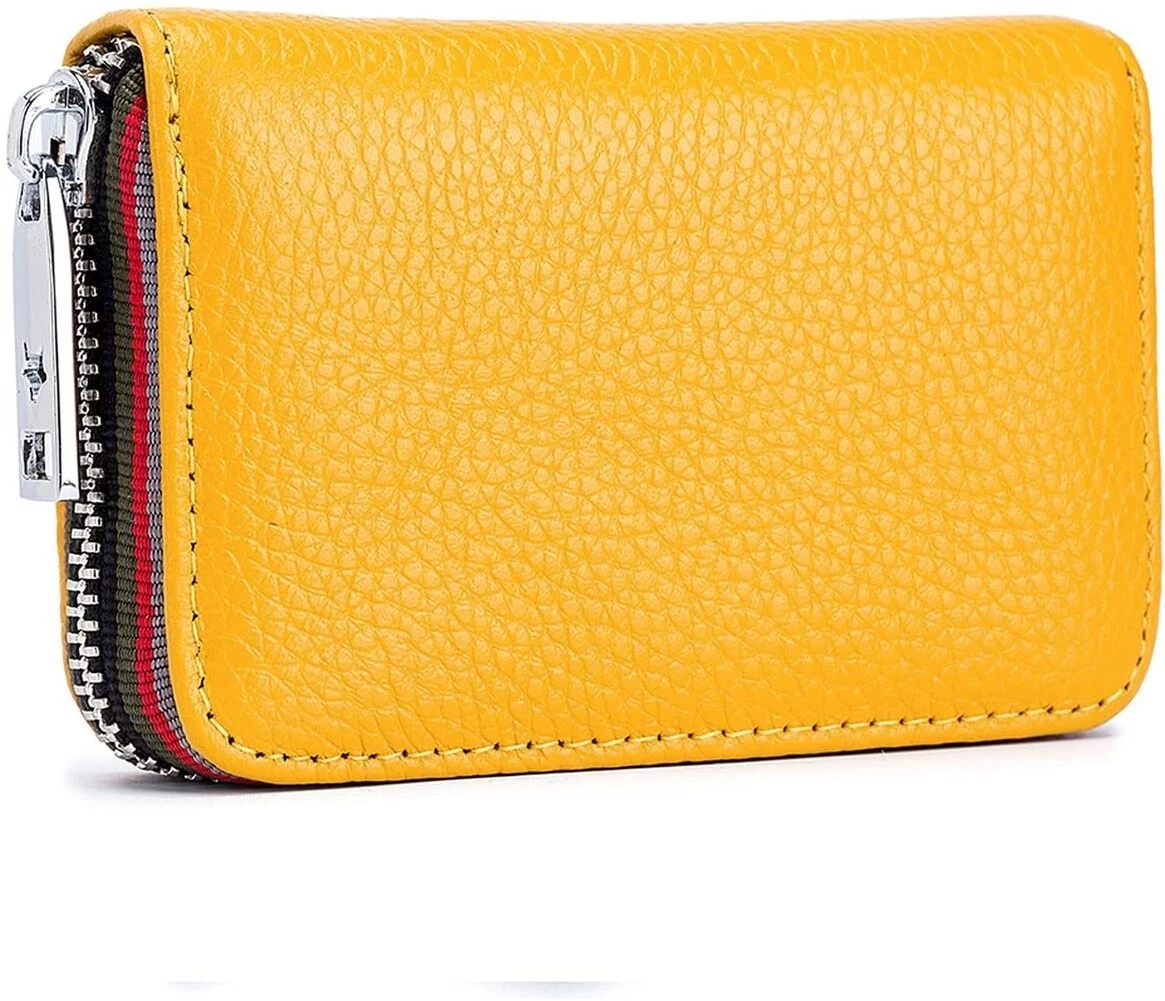 Green Dragonfly RFID Blocking Card Holder - Soft PU Leather, 7 Slots, Yellow, Compact & Secure - View #6