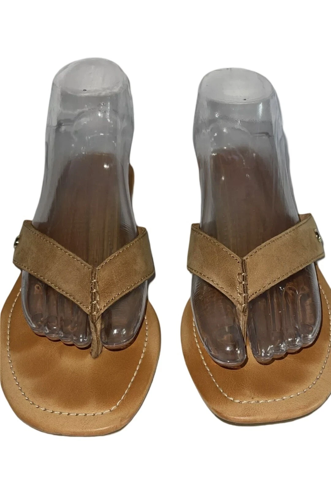 Sandali donna UGG marrone chiaro cinturino pelle logo metallo tanga taglia 8