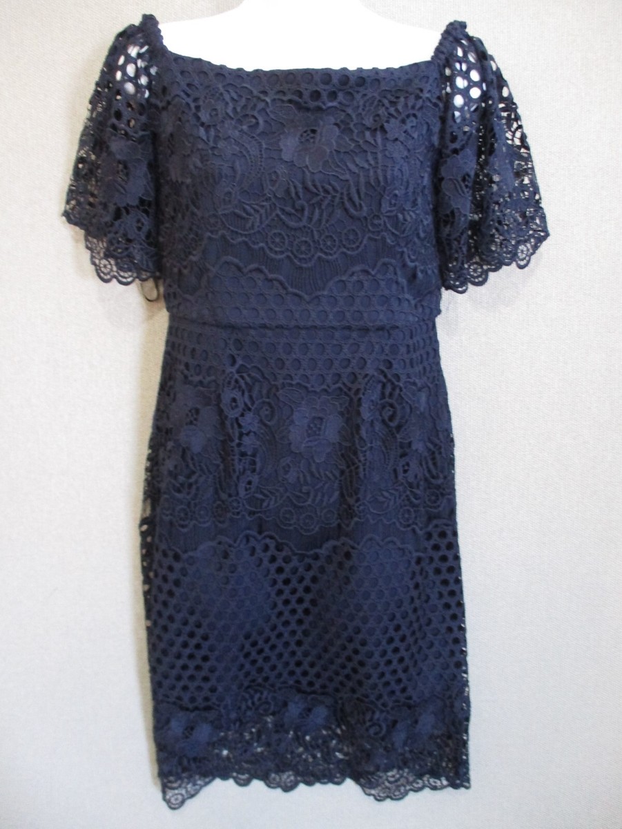 Joseph Ribkoff Navy Blue Lace Dress SIZE 8 Off Shoulder | eBay