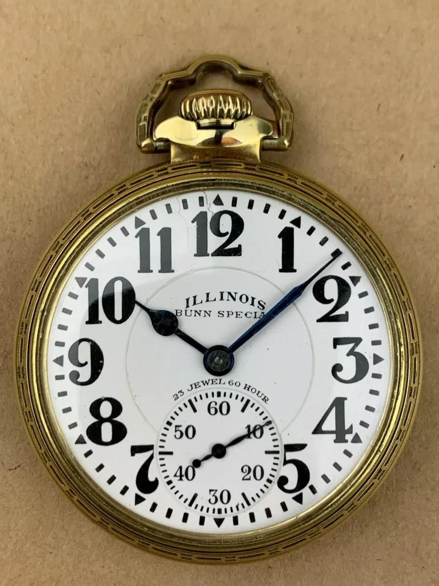ILLINOIS 60 Hour 23 Jewel Bunn Special 14K gold Filled case Pocket