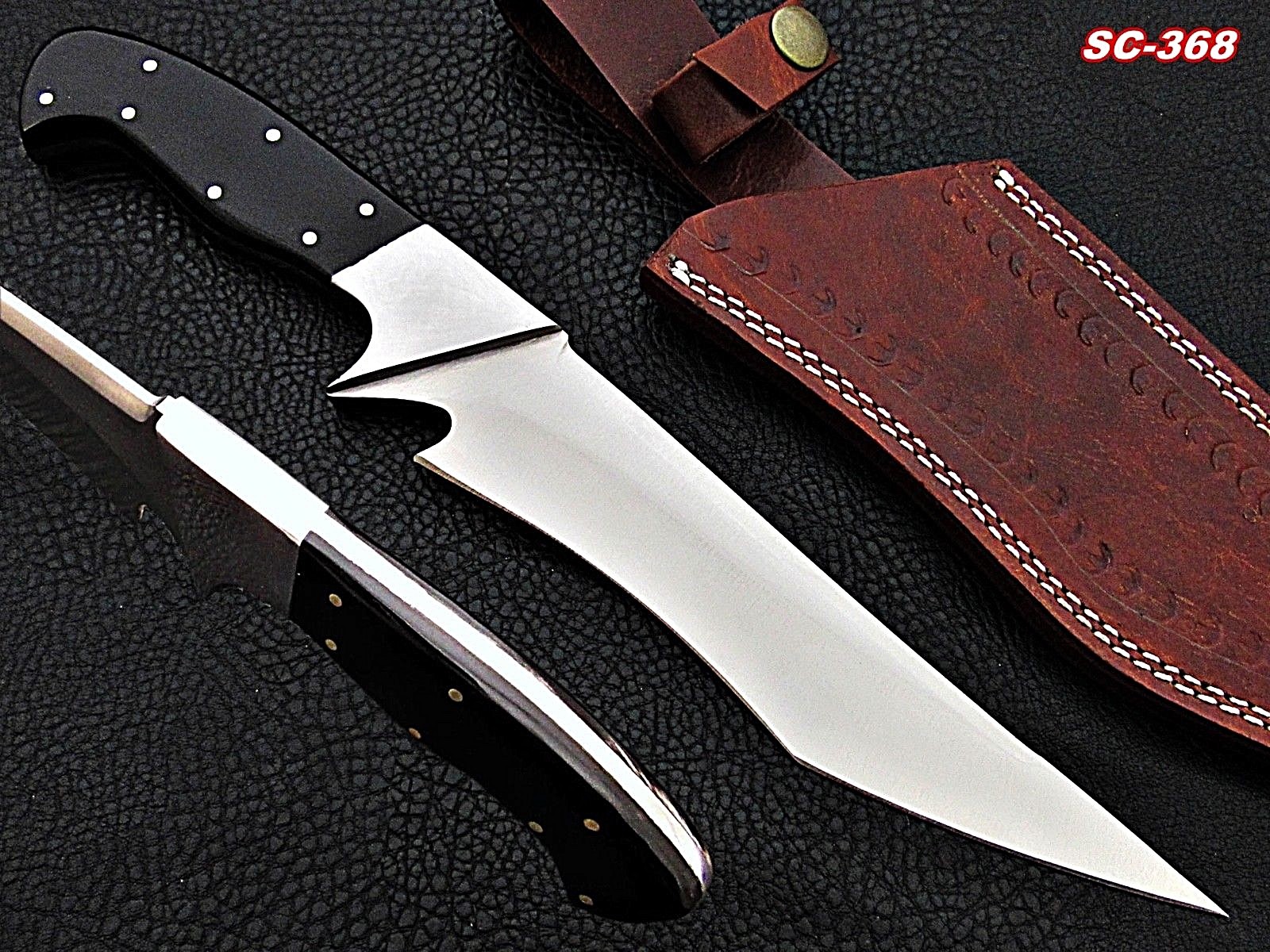 SUPERCUTLERY CUSTOM D2 STEEL HUNTING KNIFE-11" FIXED BLADE KNIFE- BUFFALO HORN 