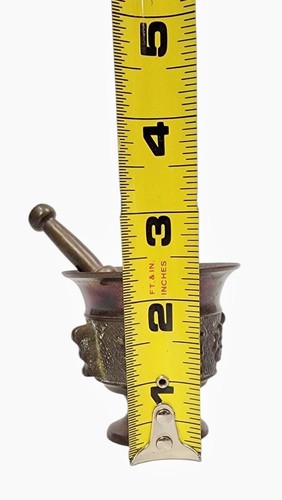 Antique 17th-18th Century Miniature Bronze Mortar With Carved Design - Picture 4 of 4