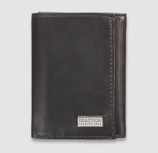  48 Kenneth Cole Men's Black Nappa Leather Trifold Billfold Rfid Wallet