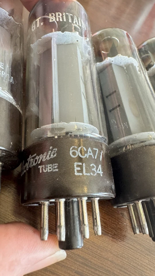 Lote, 6 Mullard Blackburn 6CA7 / EL34 Xf2 Base Marrón OO Getter Usado BAJA TV7 Pruebas Foto 2 de 4