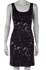 Ann Taylor Womens Dress Size 2 Petite Black Animal Print Sheath Knee Length