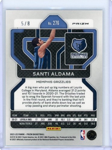 SANTI ALDAMA 2021-22 PRIZM ROOKIE GREEN SCOPE RC 5/8 - Picture 2 of 2