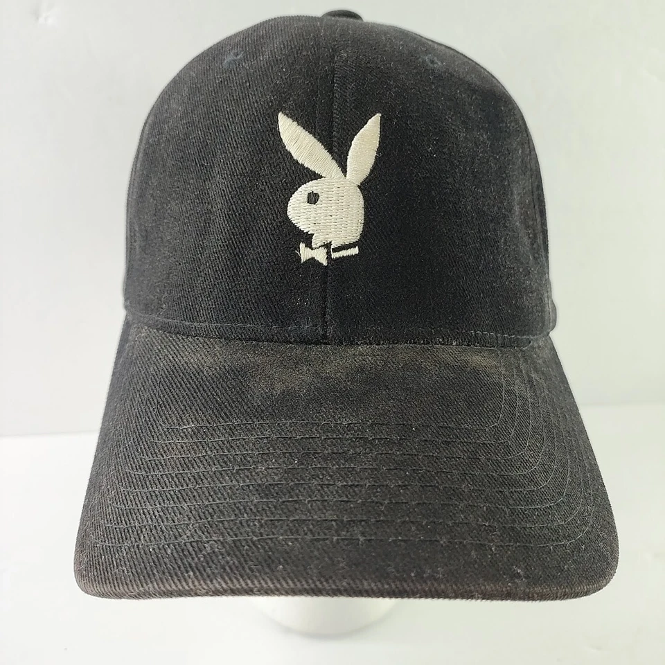 Vtg Playboy Rabbit Head Bunny Baseball Logo Hat Cap Black 90s Vintage Dad Hat - Image 4 of 4