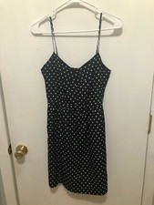 J Crew Spaghetti Strap Lined Polka Dot Dress Women's SZ 4 Black & White
