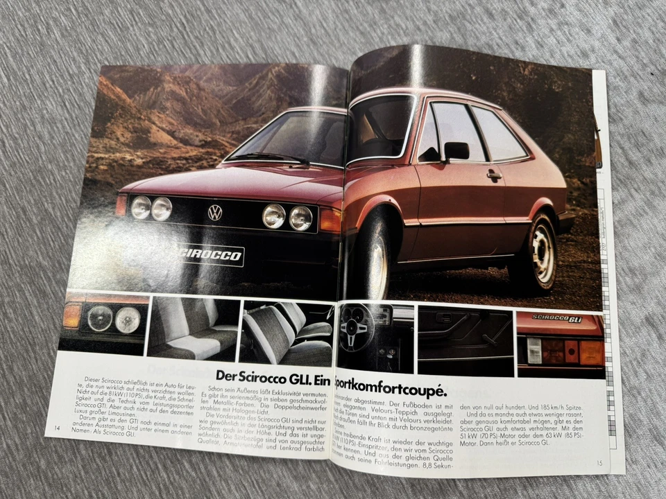 Volkswagen VW Scirocco GLS cupé deportivo folleto de ventas 1978 1979 lista de precios Foto 4 de 4