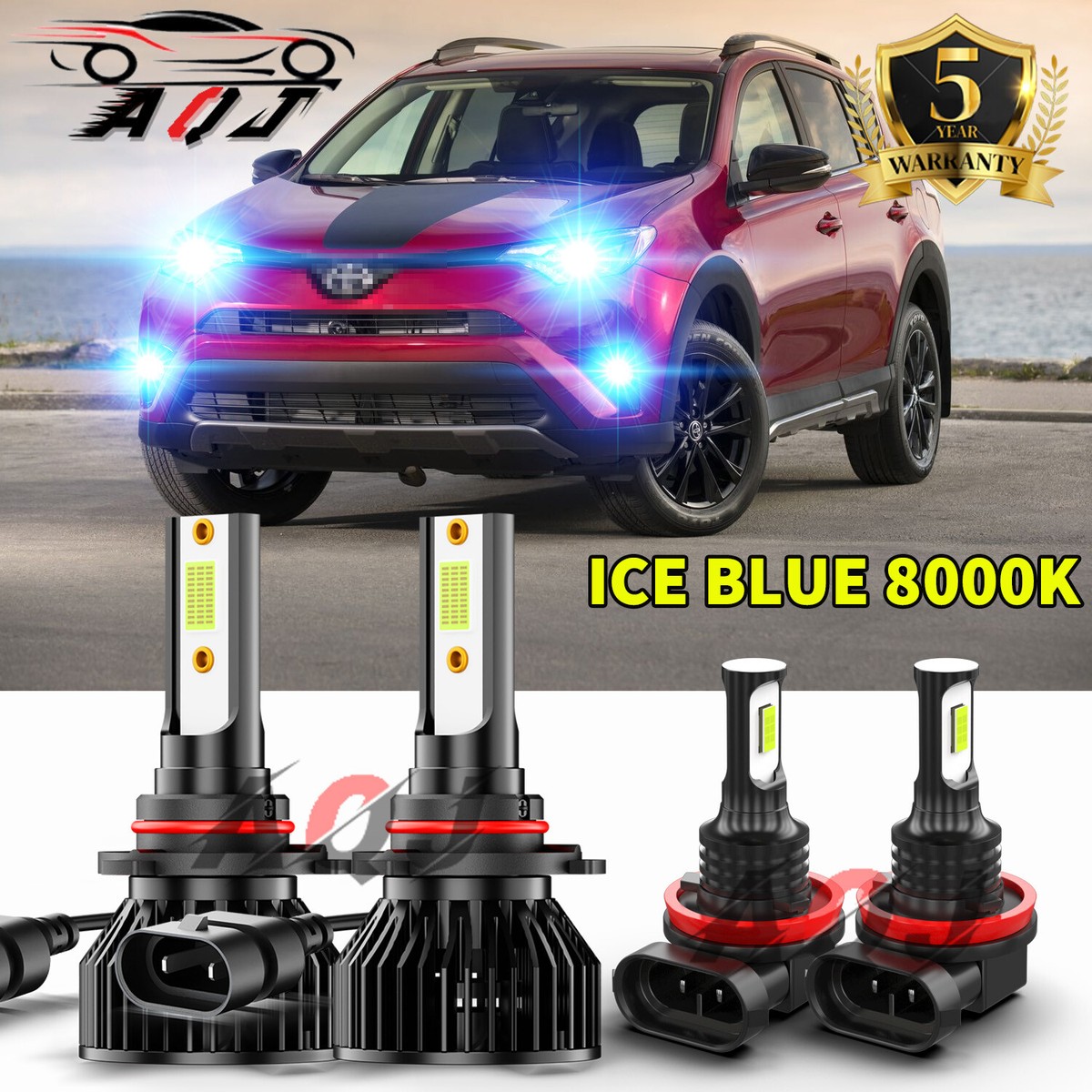 For Toyota RAV4 2016 2017 2018 blue 4pc LED Headlights + Fog For Toyota RAV4 2016 2017 2018 blue 4pc LED Headlights + Fog