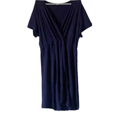 Torrid Jersey Dress Womens Surplice Ruffle Navy Blue Cotton Faux Wrap Sz 2X  READ | eBay