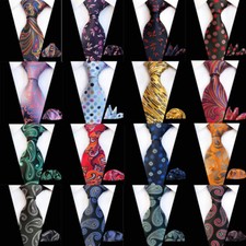 Men's Paisley Striped Floral Woven Necktie Handkerchief Pocket Square Tie Set