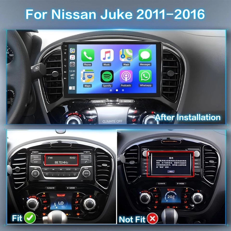 Apple Carplay For Nissan Juke 2011-2016 Car Stereo Radio Android 15 GPS WIFI 64G - Image 2 of 4