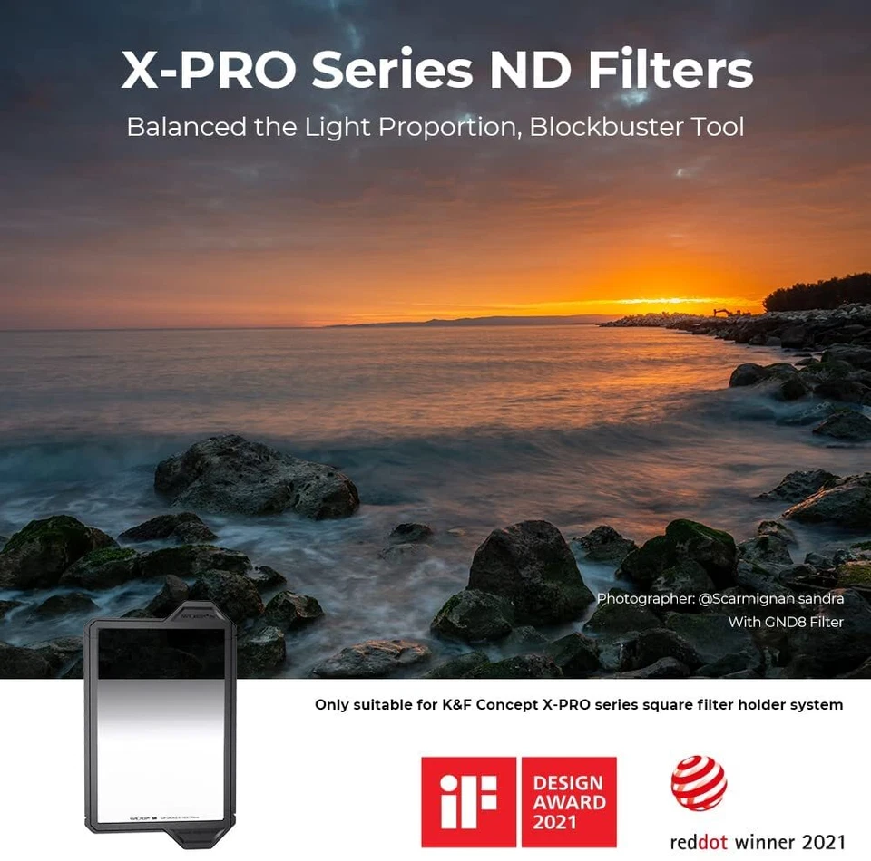 K&F Concept 100X150mm Square GND8 Soft Graduated Neutral Density Lens Filter - Image 2 of 4