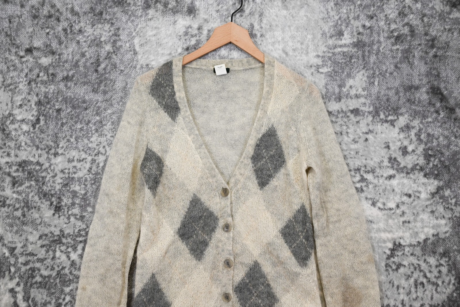 Vintage J Crew Mohair Wool Blend Knit Long Sleeve Cardigan Sweater Size