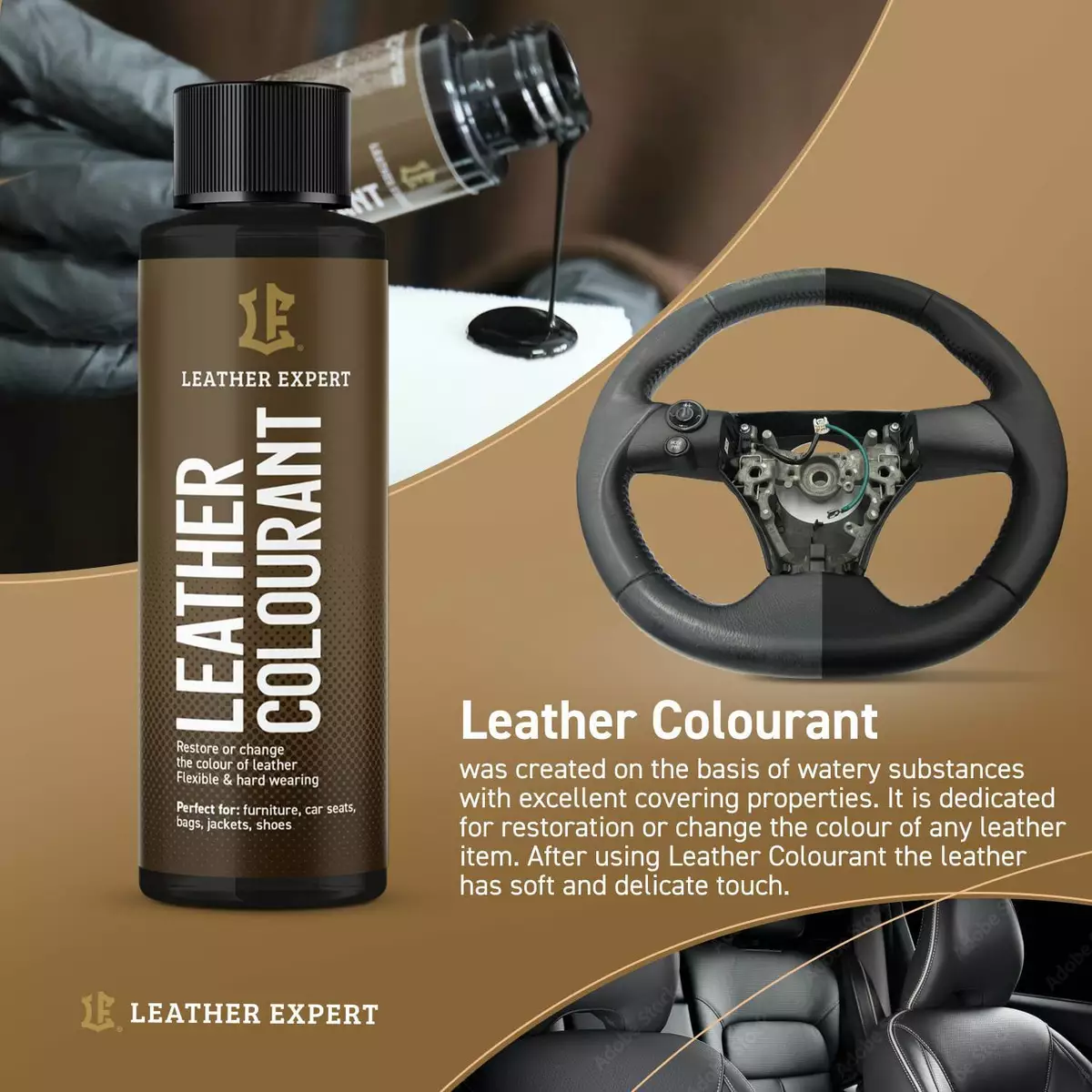 Leather Repair Paint - ALL IN ONE Leather Dye For Restoring Colour to  Leather