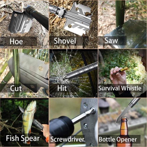Survival Folding Shovel Axe Set Tactical Hatchet Spade Camping Hunting Tools US - Picture 12 of 28