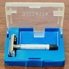 Vintage Gillette Super Speed Black Tip Safety Razor With Case