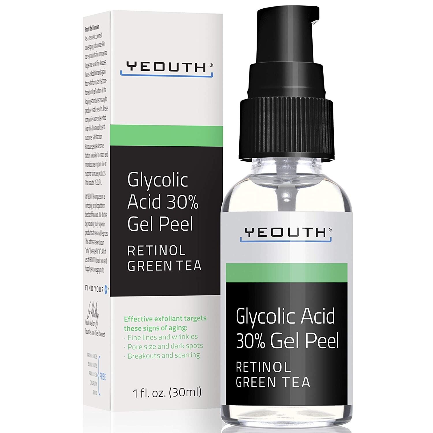 Yeouth Glycolic Acid 30% Professional Face Peel Gel Retinol Collagen Natural USA