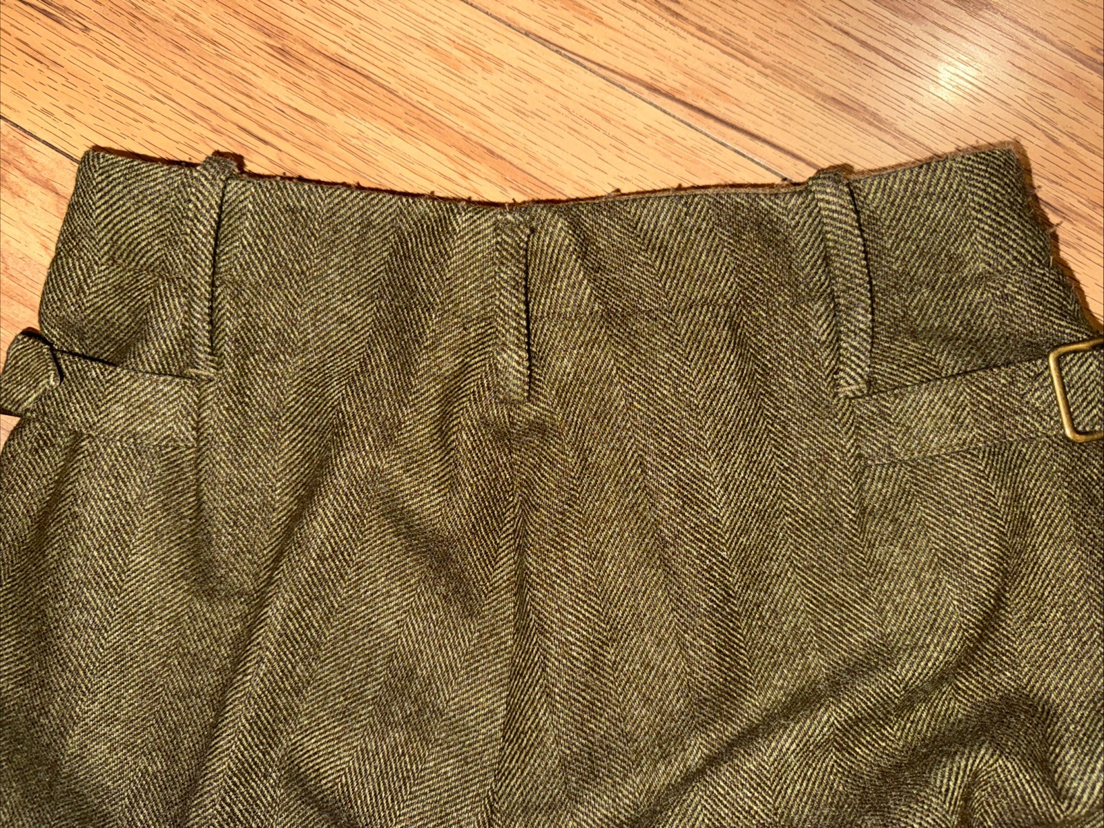 Women’s  Faconnable Wool Blend Green And Brown Chevron Pattern Pant Size 2 image 5