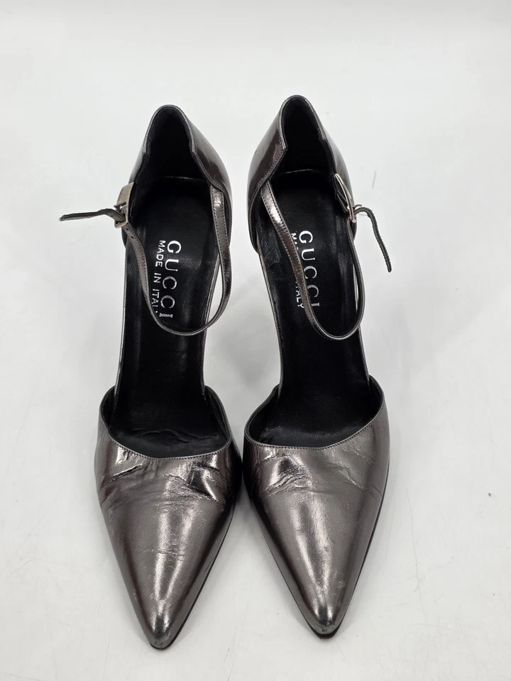 Salto feminino GUCCI MARY JANE PRATA BIQUEIRA PONTIAGUDA TAMANHO 6B - Imagem 2 de 4