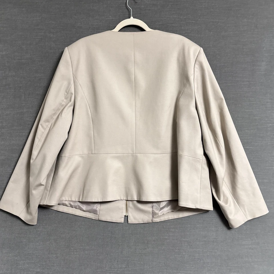 Chaqueta Calvin Klein 24W Beige Tostado Cremallera Frontal Carrera Blazer Oficina Trabajo Ajustado Foto 2 de 4