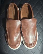Steve Madden Brown Leather Loafer Boys Slip-On Casual Shoes size 3