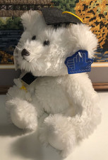 Russ Berrie Applause SOFT White Plush Graduation Bear FLORAL 8" Diploma Cap NWT