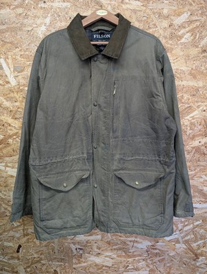 Filson Cover Cloth Mile Marker Coat Mens XL Wax Cotton Jacket Olive Tin USA Oil