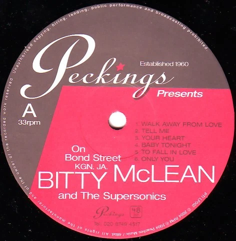 Bitty Mclean & The Supersonics - On Bond Street Kgn. JA. (LP) (Very Good Plus (V - Image 4 of 4