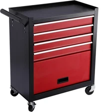 4 Drawers Tool Cart Metal Rolling Tool Chest on Wheels,Lockable ToolBox 