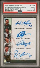 2016 PANINI DONRUSS FIFA QUAD AUTO BUFFON EVRA MORATA DYBALA /10 PSA 9 POP 1
