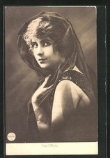 Actress Pearl White with Black Veil, Postcard 