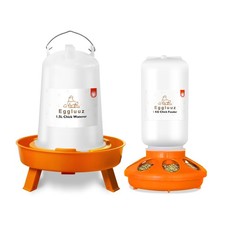Eggluuz Chick Feeder and Waterer Kit 1.5L  1KG Feeder, Orange
