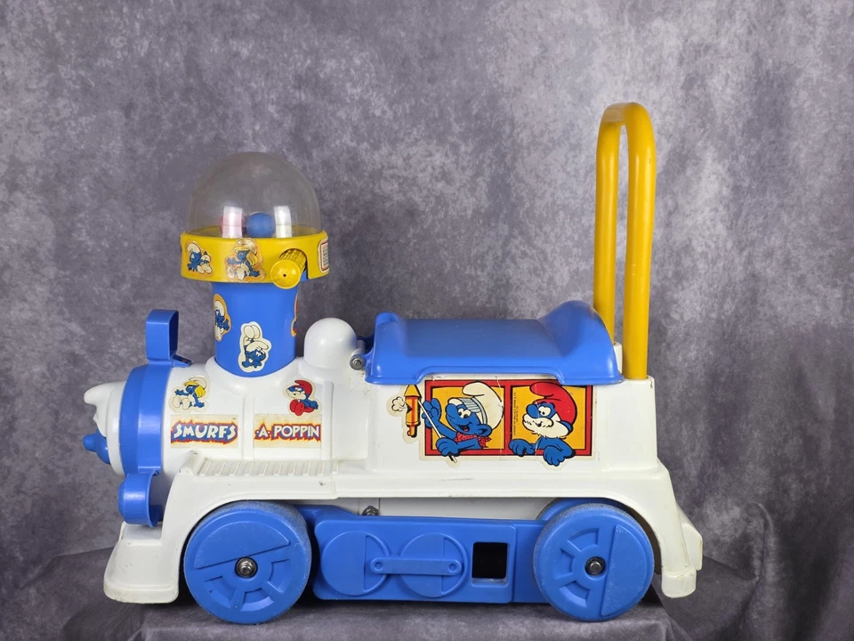 1982 Coleco Smurf-A-Poppin Ride On Train Toy Working Vintage Smurfs Peyo - Image 2 of 4