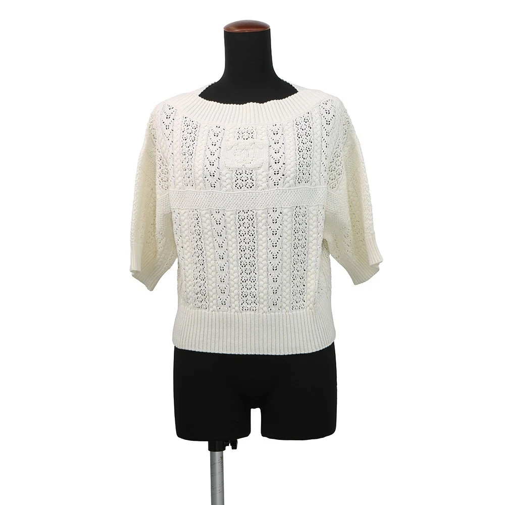 Chanel — CHANEL Coco Beach Short-Sleeve Knit Size 36 Cotton100% White P76924