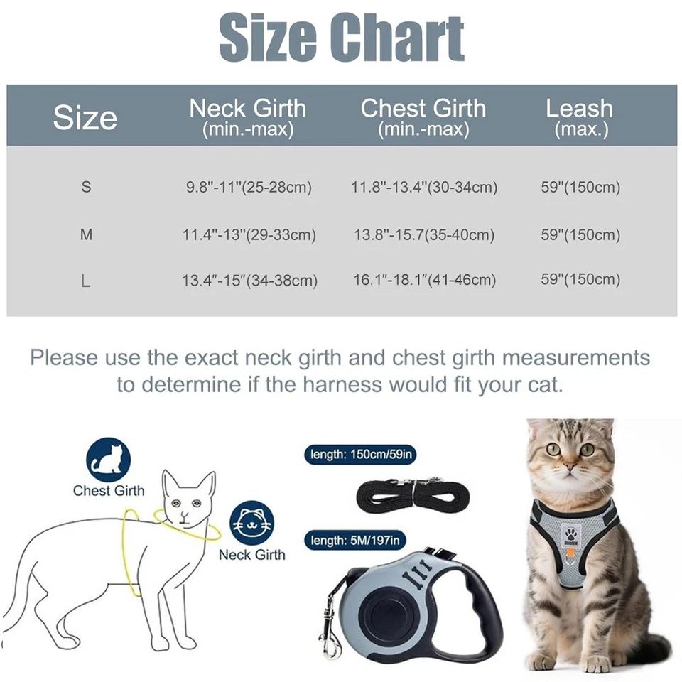 Katzengeschirr mit Leine Ausbruchsicher Soft Verstellbar Hundegeschirr Geschirr - Bild 4 von 4