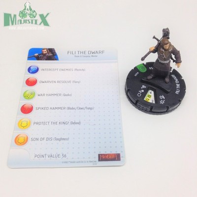 Heroclix The Hobbit: An Unexpected Journey set Fili the Dwarf #009 figure w/card