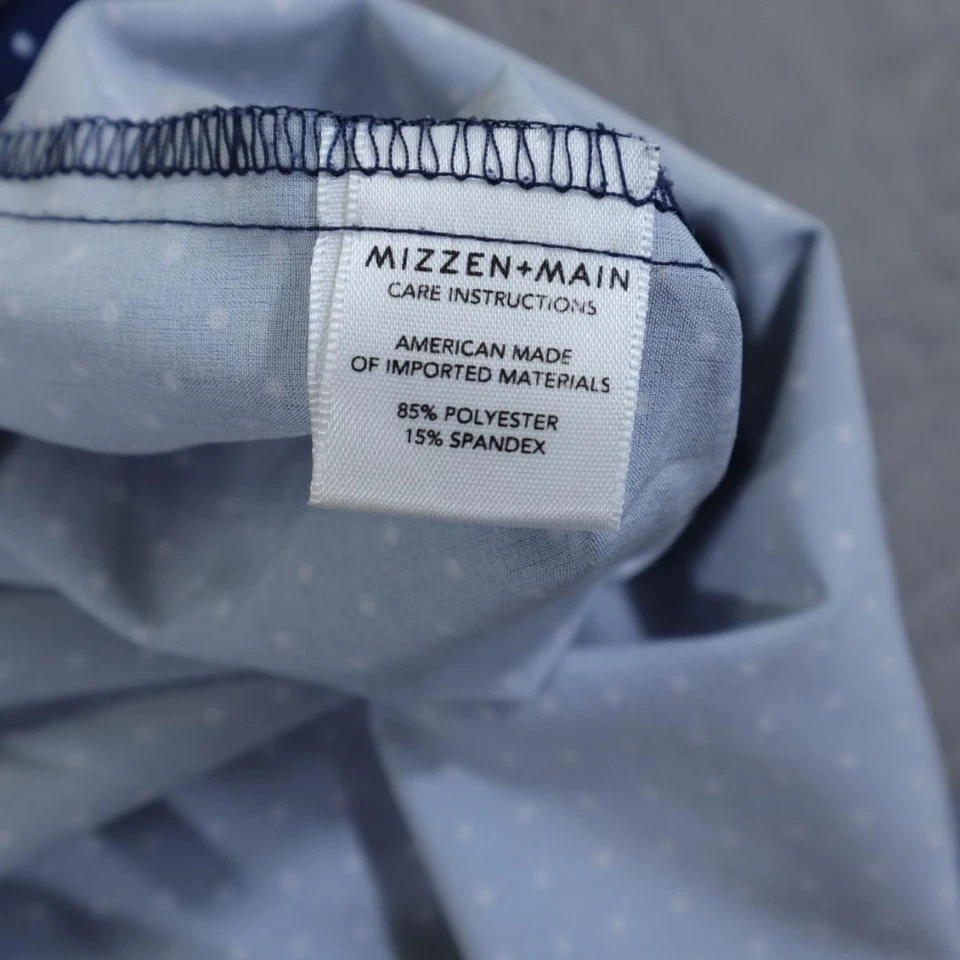 Mizzen+Main Leeward Shirt Mens XL Blue Polka Dot Short Sleeve Trim Fit Top - Image 4 of 4