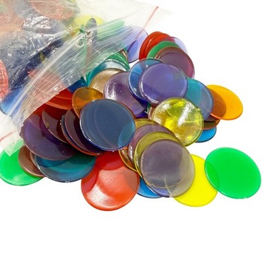 3 bags of ETA Cuisenaire transparent Counters Discs in 6 colors 3/4'' size NEW