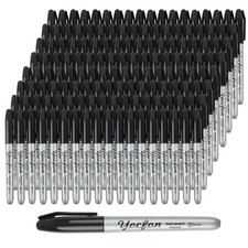 Permanent Markers Bulk, 144 Count Black Permanent Markers Set, Fine Tip, Wate...