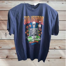 Olaes Enterprises Inc Humor Men Good Vibrations Skeleton Graphic T-Shirt Small