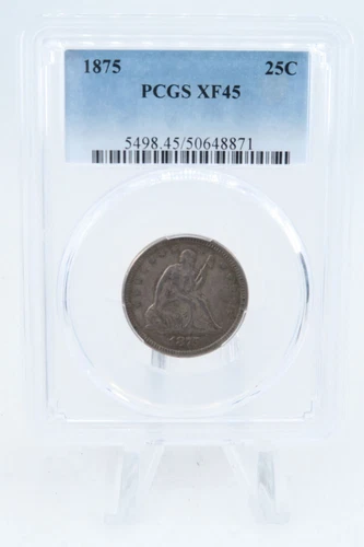 1875-P PCGS XF45 Liberty Seated Quarter Business Strike 25C