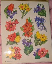 Vintage Hallmark Stickers Spring Flowers Daffodil Tiger Lily 1 Sheet 1979 READ