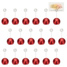 2in Disco Ball Place Card Holder 18pcs Number Holders with Clips Red