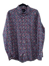 Ben Sherman Men's Long Sleeve Dress Shirt Purple Floral, Size Large